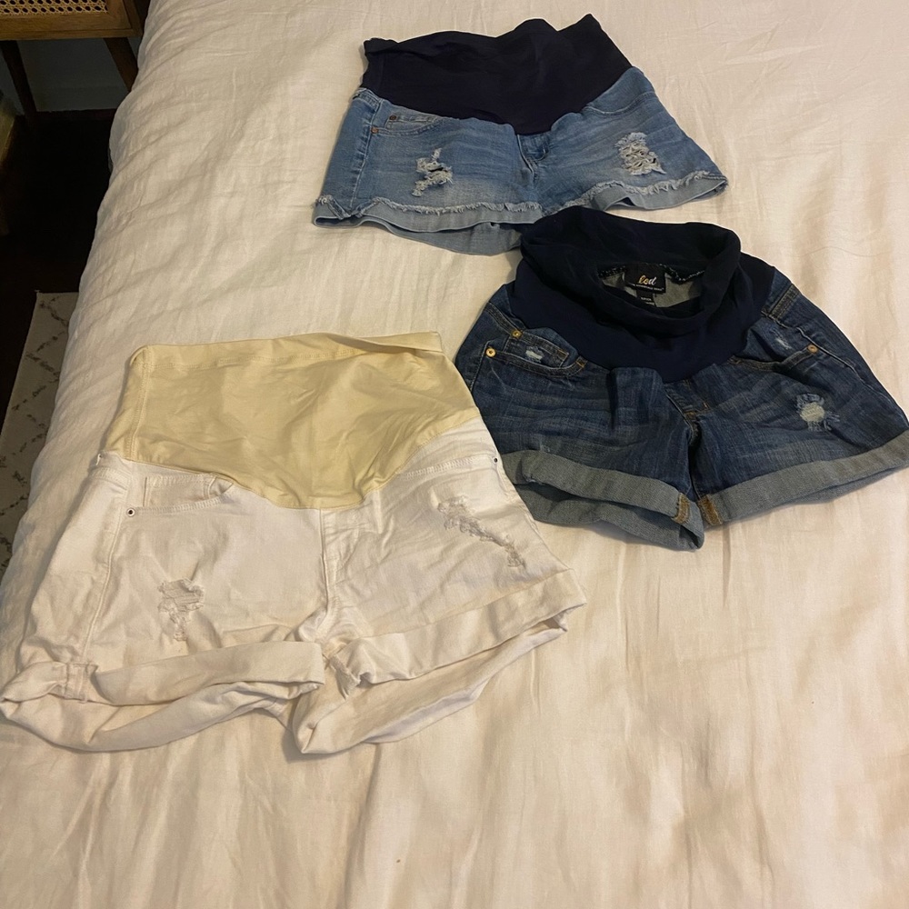 Maternity Jean Shorts Pink Blush and Luxe Lot of 3
